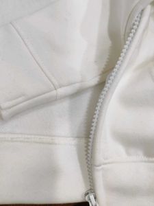New White Zip-Up Cropped Hoodie