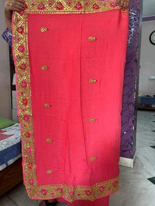 Pink Gottal Patti Sari - Pure Georgette