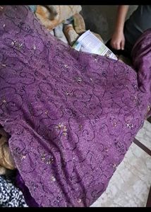 Purple Net Gown With Jacket