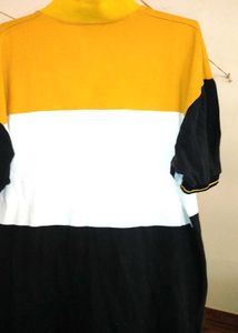 "Men's Colorblock Polo T-Shirt  Mustardwhite