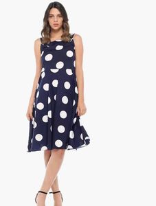 Blue Midi With White Small Dots