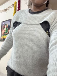 White Cutout Knit Sweater