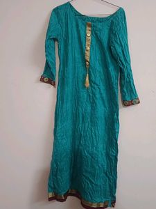 Teal Embroidered Kurti