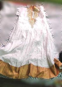 Elegant White & Gold Anarkali