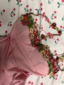 Savana Pink Floral Neckline Mini Dress