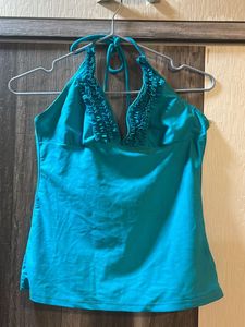 Teal Halter Tankini Top