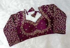 Wine Embroidered Blouse