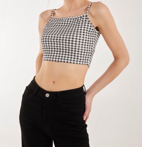 Check Print Crop Top