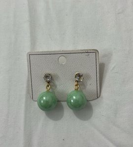 Green Pearl Drop Earrings