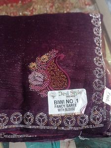 Elegant Purple Embellished Saree