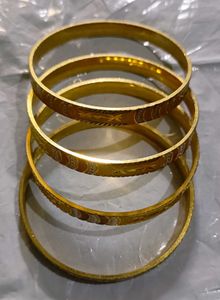 Sterling Silver Gold-Plated Bangle Set (Pack of 4)