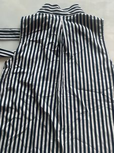 Striped Tie-Neck Sleeveless Blouse