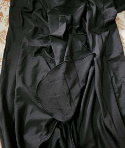 Ruffled Front Racerback Slit Dress