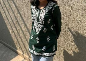 Modal Chikankari Short Kurti Top