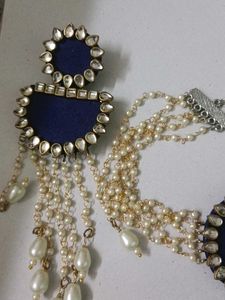 Elegant Pearl &amp; Kundan Jewelry Set