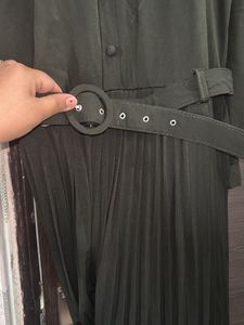 Elegant Bottle Green Pleated Maxi Dress