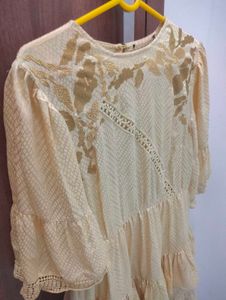 Golden Ruffle Tiered Dress