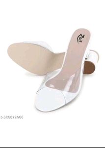 White Clear Heel Mules
