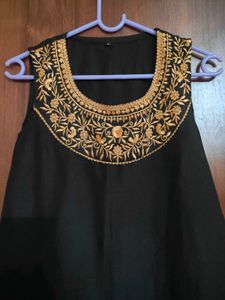 Black Colour Gold Work Kurti