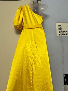 Silk Pinterest Yellow One-Shoulder Gown