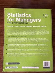 Statistics for Managers - Microsoft Excel (7th Edi