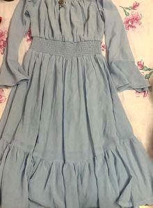 Blue Long Sleeve Dress