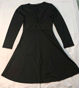 Black Long Sleeve Fit &amp; Flare Dress