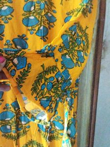 A line  Mustered Sky Blue Booti Print Kurta