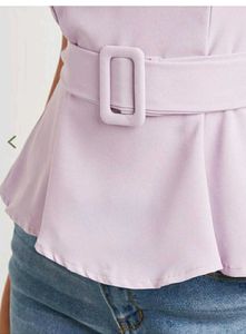 STYLI Solid Square Neck Belted Top