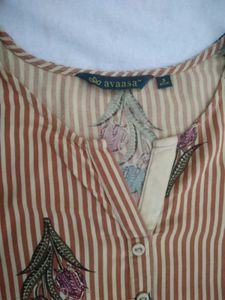 Striped Floral Print Kurti