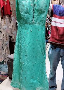 Elegant Embellished Aqua Dress
