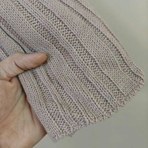 Mauve Ribbed V-Neck Sweater