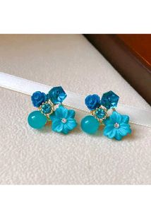 Blue Flower Earrings Korean