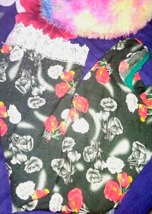Floral Print  Kurta And Pajama Pants