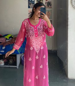 Pink Embroidered Kurta