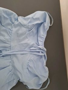 Blue Tie Strap Backless Dress