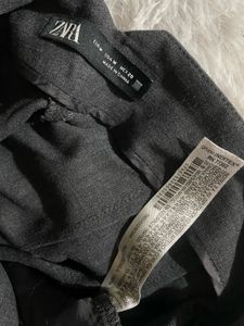 Zara Pleated Gray High-Waisted Trousers
