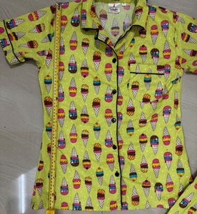 Yellow Pajama Set with Graphic Print