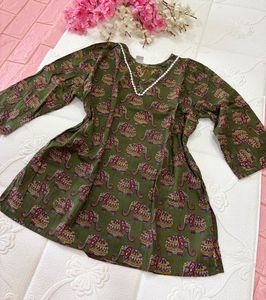 Boho Elephant Breeze Cotton Short Kurta