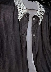 Black Sheer Crochet Collar Duster🪄👗