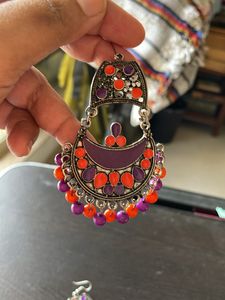 Purple n Orange Oxidised Earrings