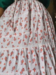White Orange Floral Skirt