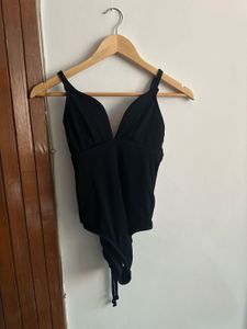 Rib Plunge Tie One-Piece Swimsuit