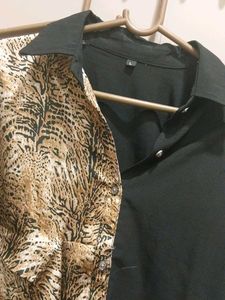 Party Wear Animal Print Black Shirt