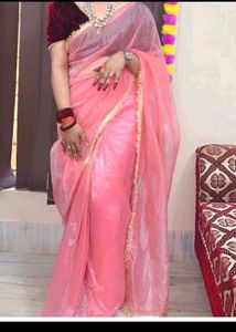 New Nylon Silk Saree With Velvel Blouse Piecs