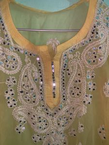 Yellow Embellished Kurti