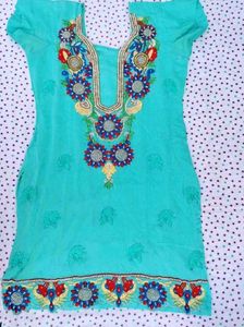 Embroidered Teal Tunic Kurta