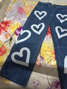 Heart Print Jeans