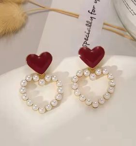 Heart Pearl Drop Earrings