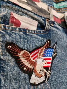 Denim Eagle Patch Shorts